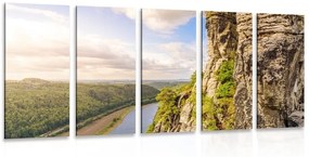 5-dielny obraz výhľad na rieku Labe - 100x50
