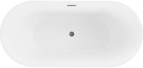 Mexen Luna, voľne stojaca vaňa 180 x 80 cm, biela, brúsený grafit prepad, 52031808000-95