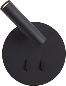 Moderná čierna nástenná lampa vrátane LED s USB-C - Croft