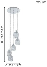 Eglo 94898 - Luster na lanku BONARES 1 5xE27/60W/230V