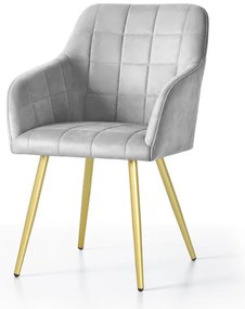 Sada dvoch jedálenských stoličiek LUXANO zamatové, sivé / zlaté nohy (2 ks)