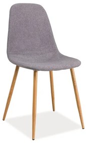 Sivá stolička FOX s dubovými nohami