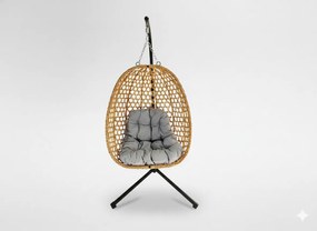 CH SKLADACIA ZÁVESNÁ STOLIČKA FARON – PRÍRODNÁ, ŠEDÝ VANKÚŠ, ČIERNY RÁM