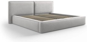 Svetlosivá čalúnená dvojlôžková posteľ s úložným priestorom a roštom 180x200 cm Arendal – Cosmopolitan Design