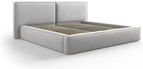 Svetlosivá čalúnená dvojlôžková posteľ s úložným priestorom a roštom 180x200 cm Arendal – Cosmopolitan Design