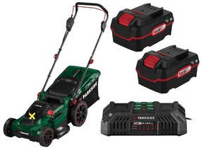 Parkside®  Aku kosačka Prma 40-Li D2 + Akumulátor 20 V 4 Ah, 2 kusy + Dvojitá nabíjačka na akumulátor 20 V 4,5 A  (800011567)