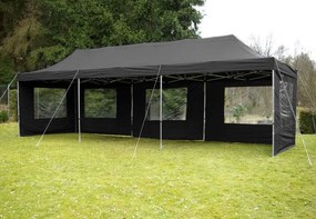Záhradný párty stan čierny pavilón 3 x 9 m + bočné diely