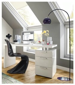 Sconto Písací stôl BRADEN biela/vysoký lesk