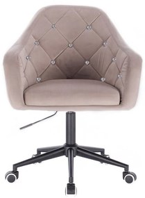 LuxuryForm DESIGN Kreslo ROMA VELUR na čiernej podstave s kolieskami - svetlo šedá