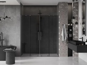 Mexen Velar Duo, posuvné sprchové dvere do otvoru 200 cm, 8mm šedé sklo, brúsený grafit, 871-200-000-42-95