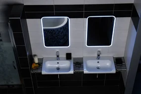 Sapho Sapho, FLOAT LED podsvietené zaoblené zrkadlo v ráme 600x800mm, biela, 22572
