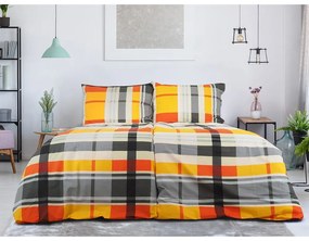 Oranžové krepové obliečky na jednolôžko 140x200 cm Orabge Kube – B.E.S.