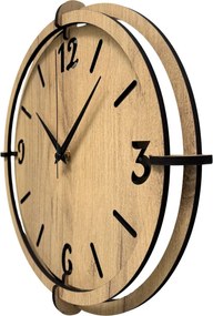 Drevené nástenné hodiny 30-50 cm – moderný dubový dizajn desing | SENTOP HDF0601-GOLD-OAK