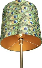 Stojaca lampa mosadz s tienidlom páv 40 cm - Simplo