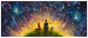 Obraz - Malý princ a líška (120x50 cm)