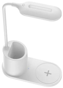 LED Stolná lampa LED/3W/5V s bezdrôtovým nabíjaním biela