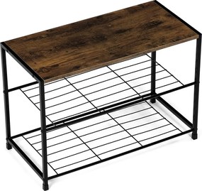 Skrinka na topánky s 2 policami, staré drevo