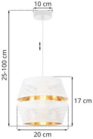 Závesné svietidlo Asti, 1x biele PVC tienidlo, g, w