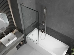Mexen Next L, 1-krídlová vaňová zástena 70 x 150 cm, 6mm číre sklo-čierny vzor, chrómový profil, 895-070-000-03-70-01