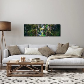 Obraz - Rieka v skalnatom údolí (s hodinami) (90x30 cm)