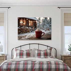 Obraz vianočná pohoda pred chatou