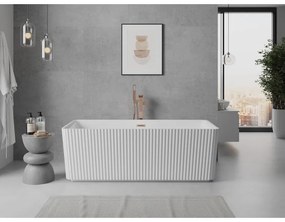 Mexen Nila, voľne stojaca ryhovaná vaňa 170 x 75 cm, biela lesklá, medený matný prepad, 52841708000-65