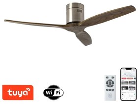 ZEVENTI - Stropný ventilátor SPELLO Wi-Fi Tuya chróm/dub + diaľkové ovládanie