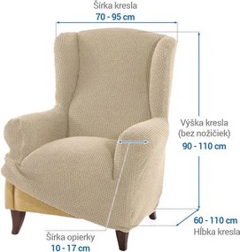 Super strečové poťahy NIAGARA smotanová kreslo ušiak (š. 70 - 95 cm)