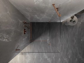 Mexen Lunar-B, výklopný sprchový kút ľavý 90 x 90 cm, 8mm číre sklo, profil medená matná, 832-090-090-65-00-L