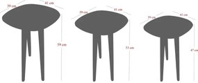 SADA 3x Odkladací stolík TYN hnedá