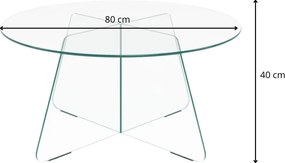 Sklenený konferenčný stolík Samos 80 cm číry