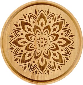 AMADEA Drevená servírovacia doska - podnos mandala, masívne drevo, 30 cm