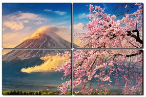 Obraz na plátne - Hora Fuji a čerešňové kvety na jar 1266E (150x100 cm)