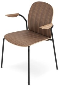 Koňakovohnedé/v prírodnej farbe jedálenské stoličky v súprave s podrúčkami/stohovateľné 2 ks v dekore orecha Book – Gazzda