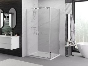Mexen Exo, výklopná sprchová kabína, dvere 120 cm + bočná stena 90 cm, transparentné sklo, chróm, 8182-120-090-01-00