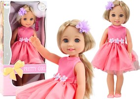 LEAN Toys Bábika Dlhé vlasy Ružové šaty Clip Brush 38cm