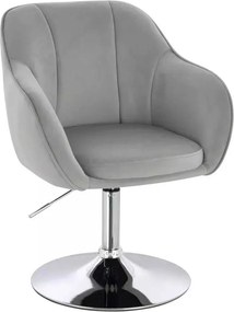 LuxuryForm DESIGN Stolička AVOLA VELUR na striebornom tanieri - svetlo šedá