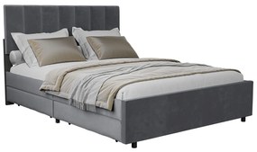 Juskys Čalúnená posteľ Soria so zásuvkami 140 x 200 sivá