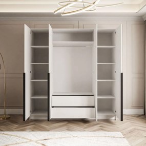 ŠATNÍKOVÁ SKRIŇA BLANCA BIELÝ LESK 4D ČIERNE ÚCHYTKY