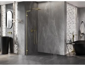 Mexen Lunar L sprchová stena ľavá 120 x 200 cm, 8mm číre sklo, zlatá matná, 830L-120-000-55-00-L