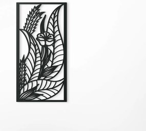 drevko Drevený obraz Kvet medzi listami Rozmer obrazu: 44,5 x 22 cm, Farba dekorácie: Čierna