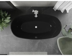 Mexen Eris, voľne stojaca vaňa 170 x 80 cm, čierna,  biely prepad, 53441708070-20