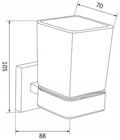 Závesný hranatý držiak kefiek MAXMAX MEXEN VOX - kov/sklo - chrómový, 707038-00