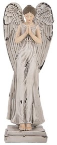 Decorative Figurine Angel 23 Cm White Grey Plastic - 23.0 cm