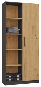 Regál Recados 1 (antracit + dub artisan). Akcia -20%. Vlastná spoľahlivá doprava až k Vám domov. 1132653