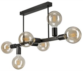 Luster na tyči ASTRID 6xE27/60W/230V čierna