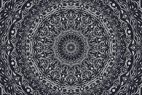 Tapeta Mandala vo vintage štýle v čiernobielom
