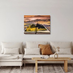Sklenený obraz krajiny v knihe (70x50 cm)