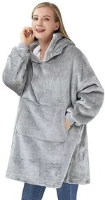 VERK Deka s rukávmi a kapucňou Huggle Hoodie - šedá