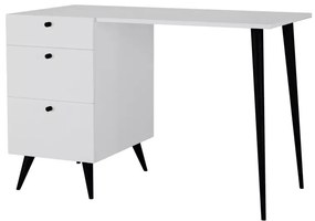 Písací stôl MIEMI Alpská biela - čierne nožičky, orientácia pravá